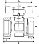 Kugelhahn Basisausführung, Flügelgriff, IG/AG, Messing vernickelt, G 1 - erhältlich bei ✭ HUG Technik ✓