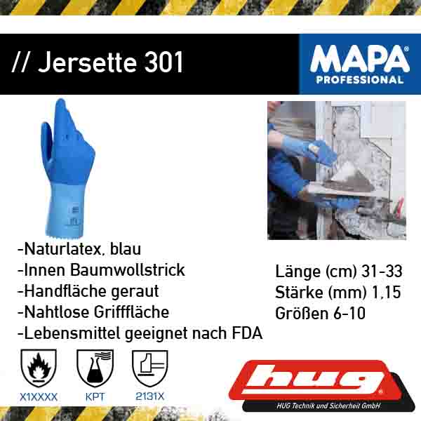 MAPA® Chemikalienschutzhandschuh »Jersette 301«, blau - bei HUG Technik ♡