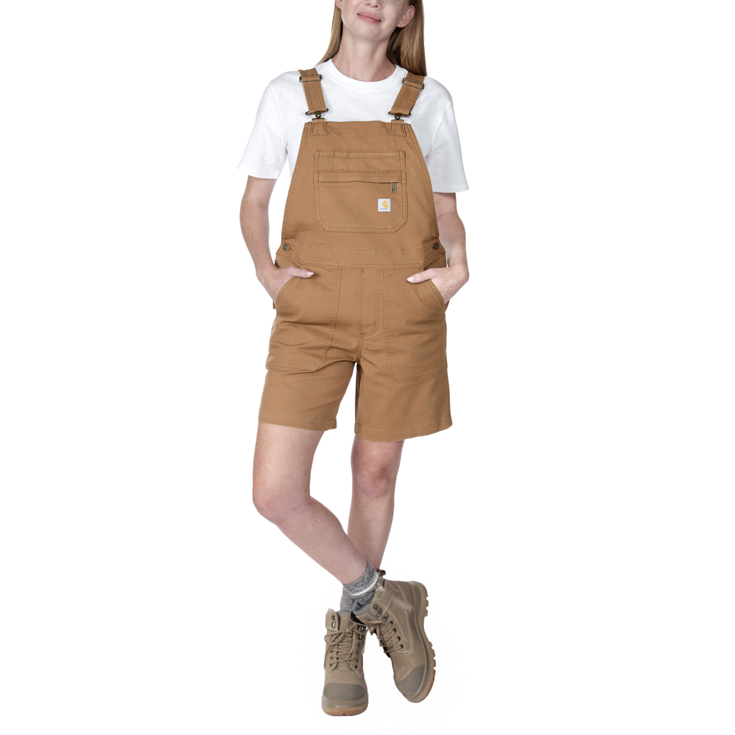 carhartt® Damen Latzhose »RELAXED FIT CANVAS SHORTALL« - Gr. S, carhartt brown