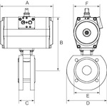 Kugelhahn Kompaktflansch DN 100, pneumatisch, doppeltwirkend - bekommst Du bei HUG Technik ♡