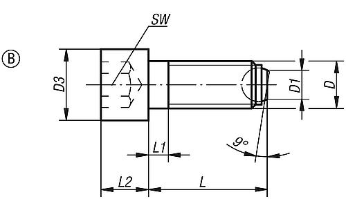 Kugeldruckschraube mit Kopf M04, Form:B Vergütungsstahl, Komp:Wälzlagerstahl L2=10 - K0380.20410 - erhältlich bei ♡ HUG Technik ✓