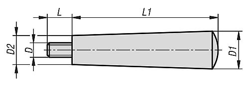 Konusgriff feststehend M04X8, D1=12, Duroplast schwarz hochglanzpoliert, Komp: Stahl Komp:verzinkt - K1221.120408 - direkt von HUG Technik ✓