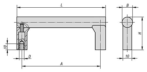 Rohrgriff Aluminium, natur eloxiert, Komp: Polyamid, Komp: Alufarbe, A=100, D=M04 - K0236.1100041 - bekommst Du bei ★ HUG Technik ✓