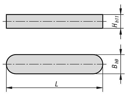 Passfeder DIN6885 L=10 B=3, Form:A Stahl - K0696.03X10 - bekommst Du bei HUG Technik ♡