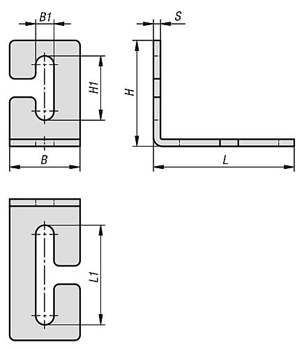 Winkel Offen L=80, B=40, H=60, Stahl verzinkt und passiviert - K1509.0804060 - bei HUG Technik ✭