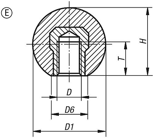 Kugelknopf glatte Ausführung M06 D1=20, Form: E Duroplast, Komp: Stahl - K0159.22006 - gibt’s bei HUG Technik ✓