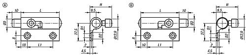 Riegel mit Rückstellfeder Form A Links L=60, B=36,5, Aluminium farblos - K1691.04036 - gibt’s bei HUG Technik ✓