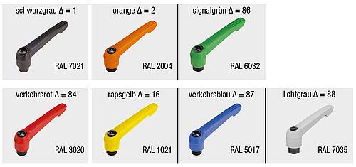 Klemmhebel Gr.1 M05x10, Kunststoff grau RAL7035, Komp: Edelstahl - K0270.10588X10 - bekommst Du bei HUG Technik ♡