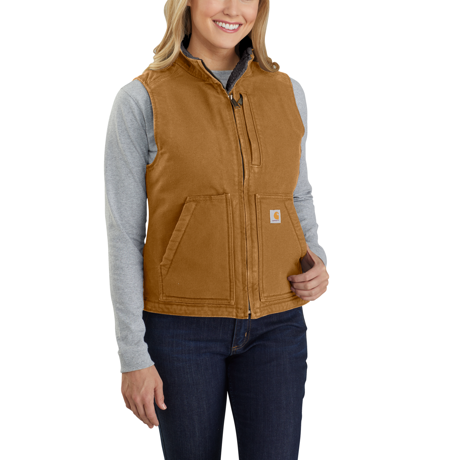 carhartt® Damen Weste »SHERPA LINED MOCK NECK VEST« - Gr. M, carhartt® brown