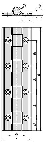 Federscharnier Feder öffnend A=35, B=120, Aluminium farblos eloxiert - K1667.351200 - erhältlich bei ✭ HUG Technik ✓