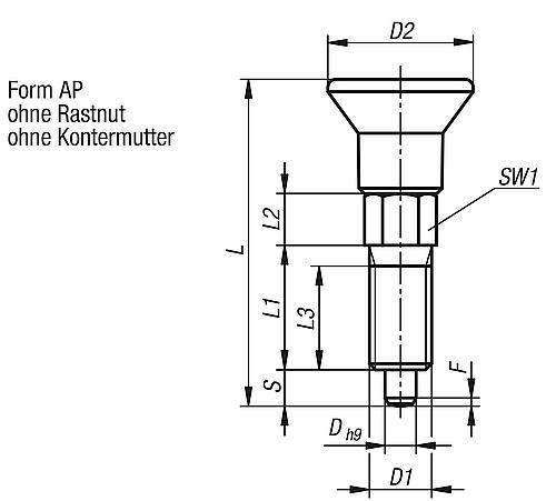 Arretierbolzen mit Gewindesicherung Gr.0 M06, D=4, Form: AP ohne Rastnut ohne Kontermutter, Edelstahl - K1098.191004060 - gibt’s bei HUG Technik ✓