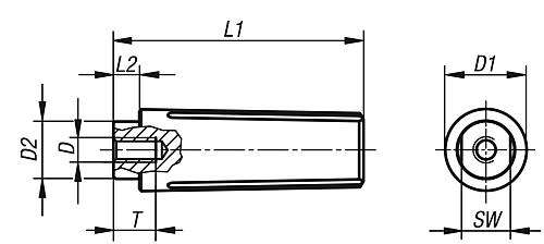 Zylindergriff drehbar Gr.1, Form:B M04, L1=40, Thermoplast, Komp: Stahl - K0263.1104 - bekommst Du bei ★ HUG Technik ✓