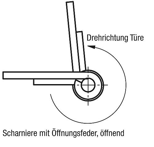 Federscharnier Feder öffnend A=35, B=120, Aluminium farblos eloxiert - K1667.351200 - erhältlich bei ✭ HUG Technik ✓