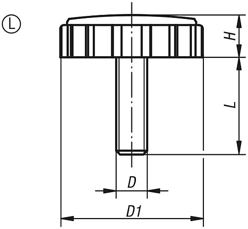 Rändelschraube M06x15, Form: L Thermoplast, Komp: Stahl - K0281.5706X15 - bei HUG Technik ☆