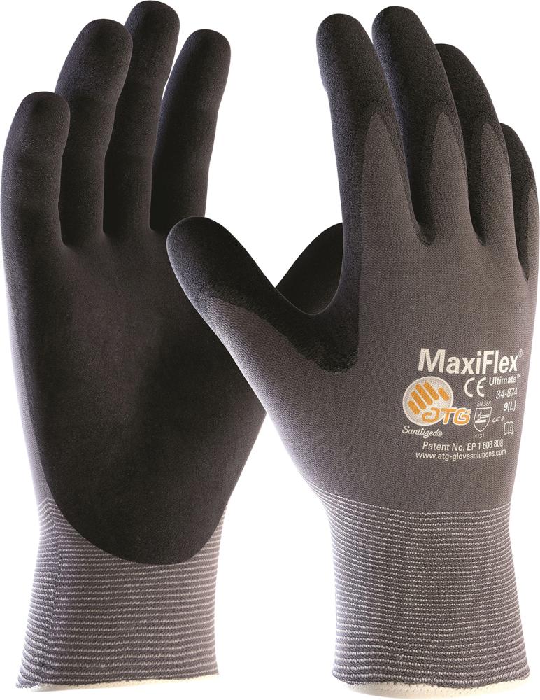 ATG® MaxiFlex® Ultimate™ Strickhandschuh schwarz-grau, Nylon, schwarz-grau - bekommst Du bei HUG Technik ♡