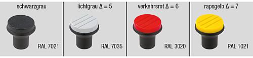Pilzknopf Gr.1 M04 D1=21 Thermoplast, schwarz RAL7021, Komp: Edelstahl, Komp: gelb RAL1021 - K0251.0047 - direkt von HUG Technik ✓