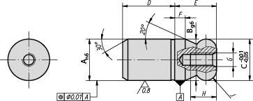 Aufnahmebolzen mit Kugelansatz C=10, Form: A Werkzeugstahl - K0350.10 - bei HUG Technik ♡