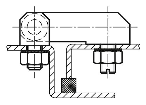 Scharnier Eckig lange Ausführung mit Befestigungsmutter D1=M06, Edelstahl 1.4305, B=40,2, A=45, A1=30, A2=10 - K1338.10630028 - direkt bei HUG Technik ✓