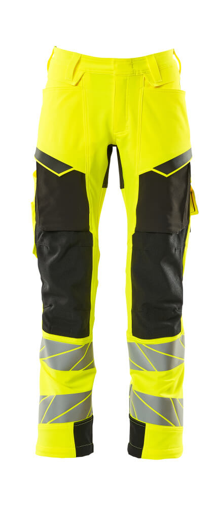 MASCOT® ACCELERATE SAFE Hose mit Knietaschen  Gr. 76/C46, hi-vis gelb/schwarz - gibt’s bei ☆ HUG Technik ✓