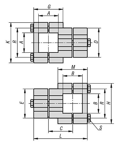 Rohrverbinder Kreuzstück Aluminium, Komp:Stahl, A=30,2, B=30,2 - K0473.523030 - gibt’s bei HUG Technik ✓